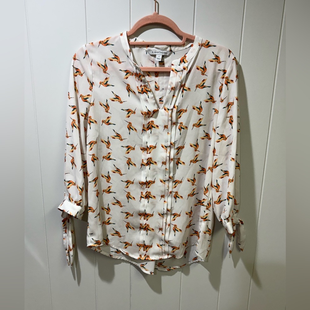 White Bird Print Blouse